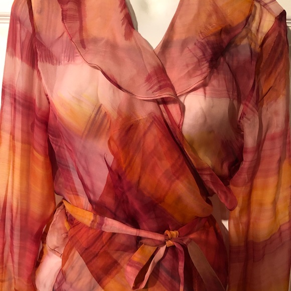 Ron Leal sheer vintage wrap blouse size S - Picture 2 of 3